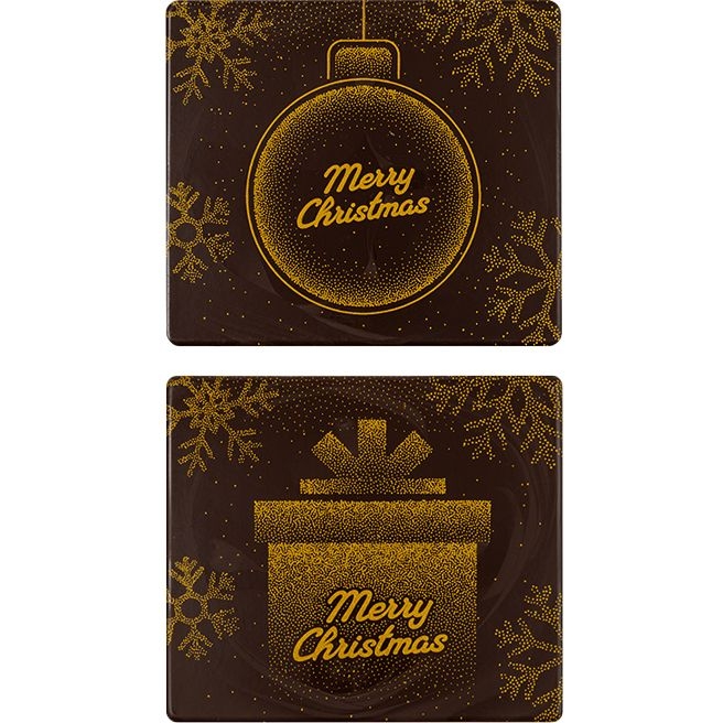 2 Embouts de Bûche Merry Christmas (9 cm) – Chocolat Noir