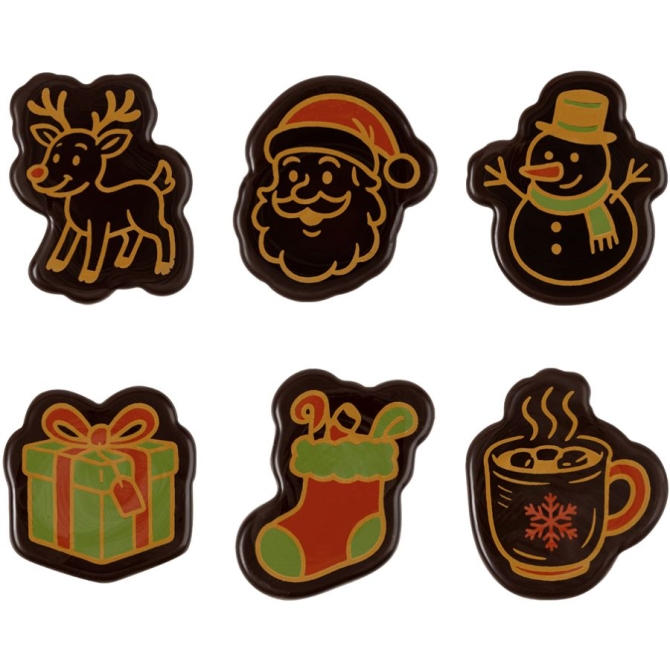 6 Figurines de Noël (3, 9 cm) – Chocolat Noir
