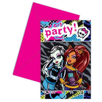 6 Invitations Monster High Friends 