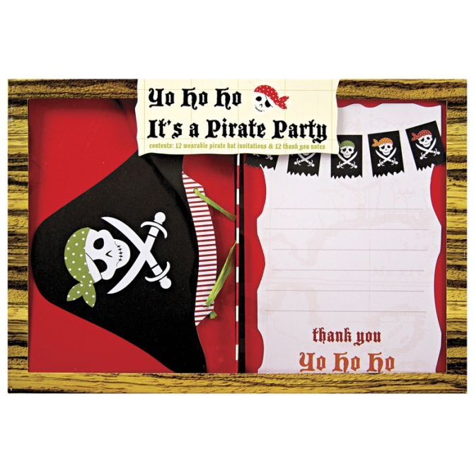 Kit 12 Invitations et Remerciements Pirate YO 