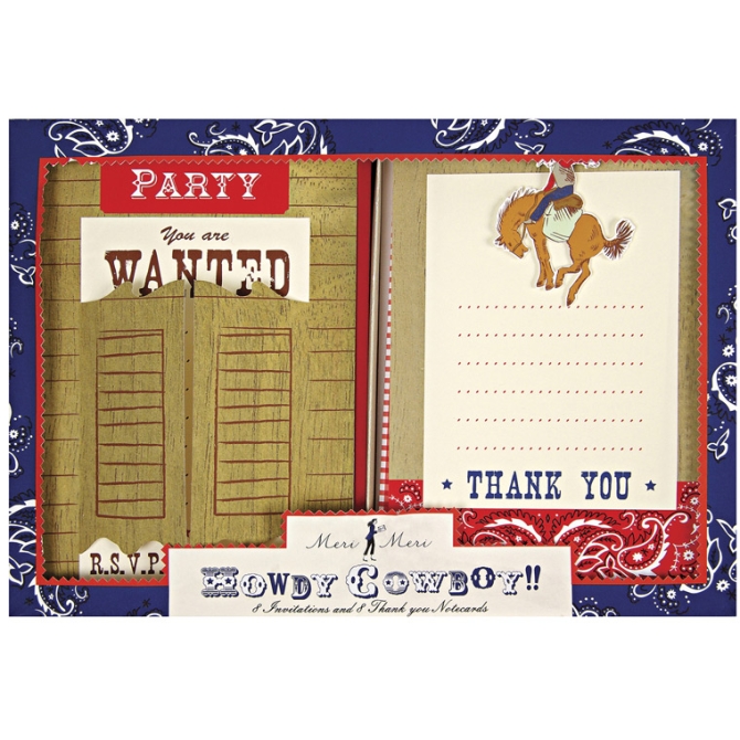 Kit Invitations et remerciements Cowboy Party 