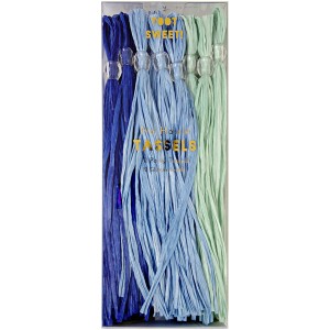 12 Pompons Trio Bleu pour Guirlande ou Ballons