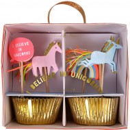 24 Caissettes et Déco à Cupcakes Licorne