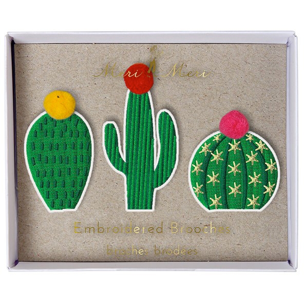3 Broches Cactus Brods  Pompons 