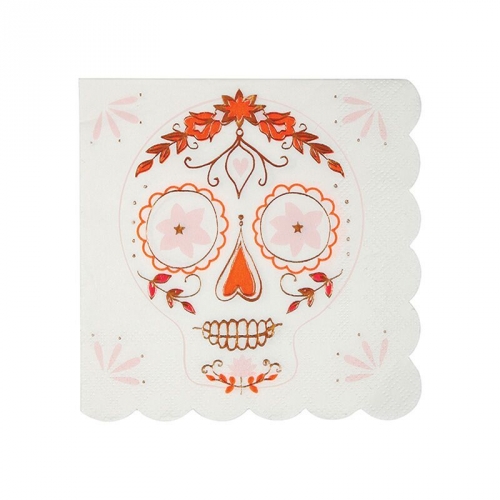 16 Petites Serviettes Calavera Fantaisie 