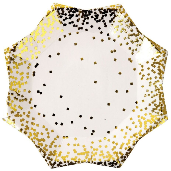 8 Petites Assiettes Gold Confetti 