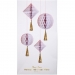 4 Suspensions Honeycomb Pompon Or (25 et 30 cm). n1