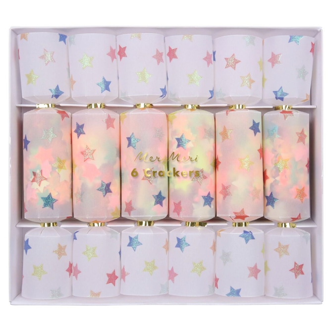 6 Petits Crackers Confettis Etoiles (17 cm) 