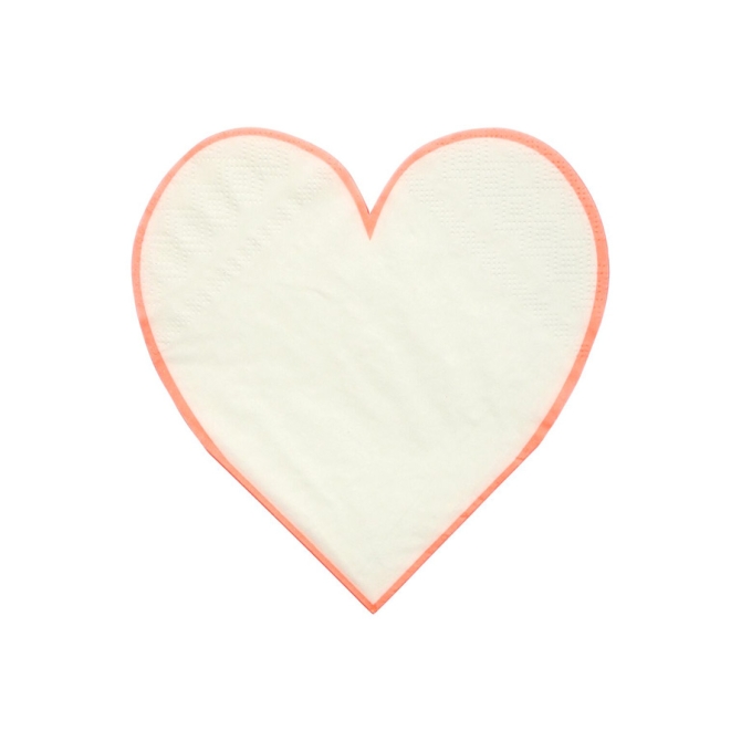 16 Petites Serviettes Love Coeur Blanc 