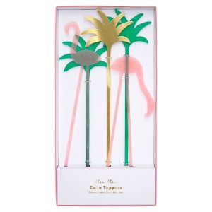 5 Maxi Pics Dco de Gteaux Flamant Rose (25 cm) - Plastique