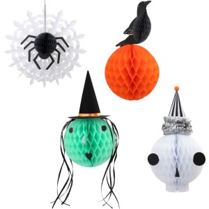 4 Dcorations  Suspendre en Nid d'Abeille - Halloween Vintage