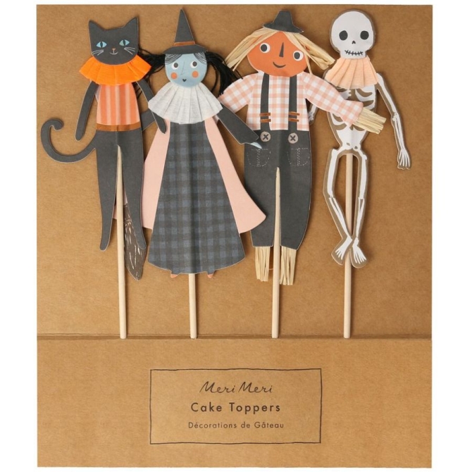 4 Cake Toppers -  Halloween Rétro 