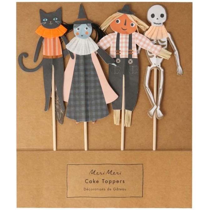 4 Cake Toppers -  Halloween Rtro 