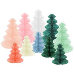 Set de 10 Dcorations de Table Sapins  Dplier Multicolore. n1