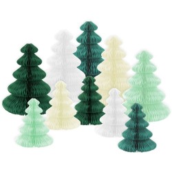 Set de 10 Dcorations de Table Sapins  Dplier - Vert / Blanc. n1