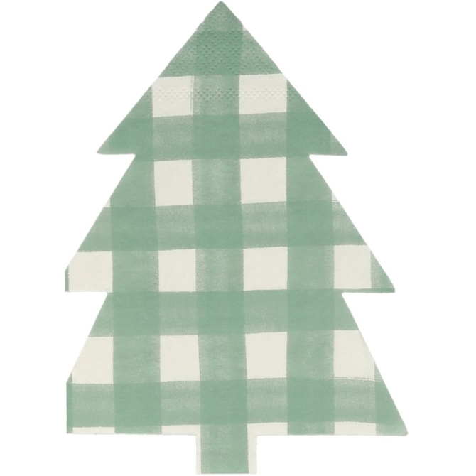 16 Petites Serviettes Sapin Quadrill Vert 