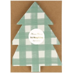 16 Petites Serviettes Sapin Quadrill Vert. n1