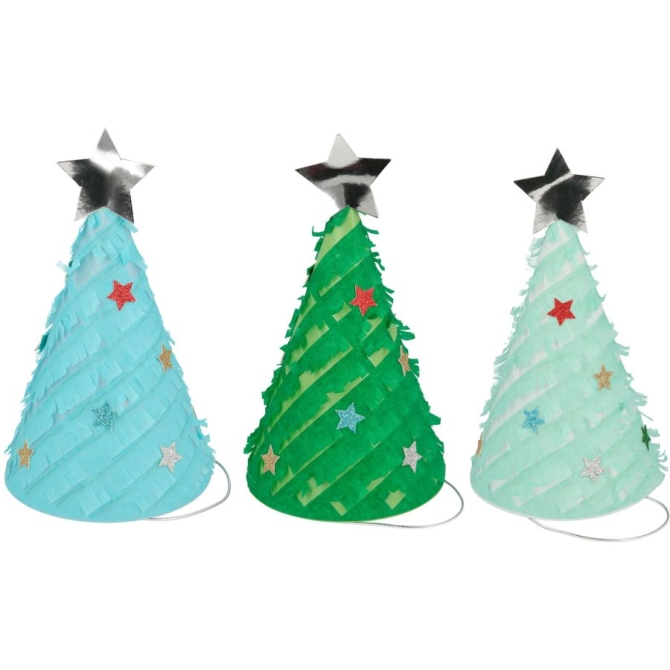 Set de 6 chapeaux Sapins à franges 