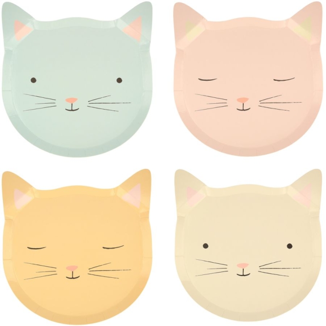 8 Assiettes Chat Pastel 
