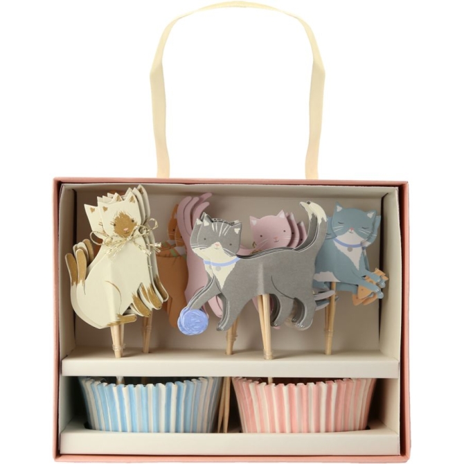 Kit 24 Caissettes et Dco Chat Pastel 