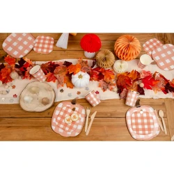 8 Assiettes Citrouille Quadrill Orange. n3