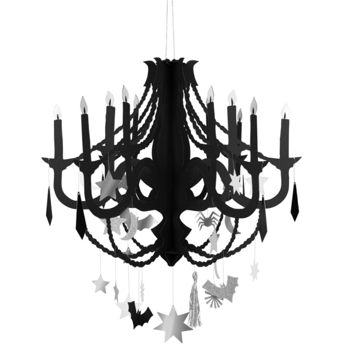 Chandelier Noir et Argent Magique 