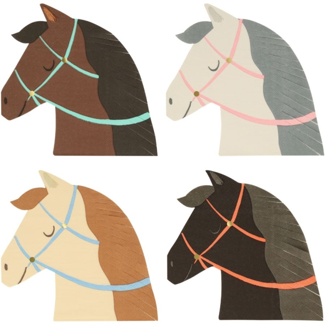 16 Serviettes Equitation 