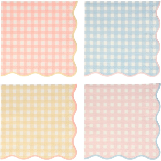 20 Serviettes Vichy Pastel 