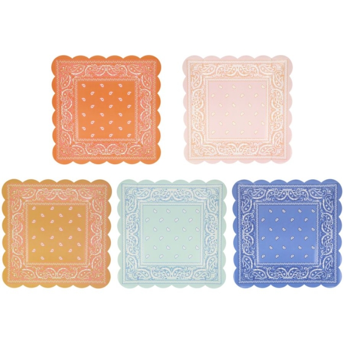 8 Assiettes Western Bandanas 