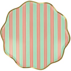 8 Assiettes Festives à Rayures avec Finition Dorée. n°2