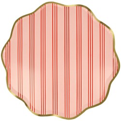 8 Assiettes Festives à Rayures avec Finition Dorée. n°3