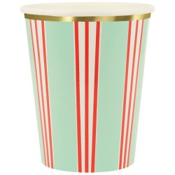 8 Gobelets Festifs  Rayures avec Finition Dore. n1