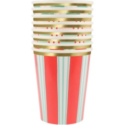 8 Gobelets Festifs  Rayures avec Finition Dore. n5