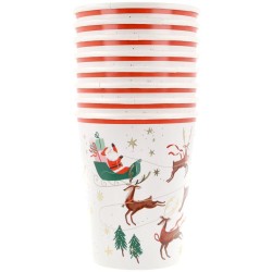 8 Gobelets Père Noël, Traîneau et Rennes. n°2