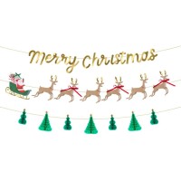 Guirlande Pre Nol, Traneau et Rennes