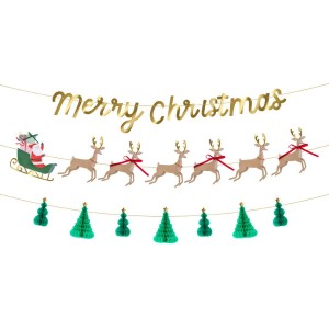 Guirlande Père Noël, Traîneau et Rennes