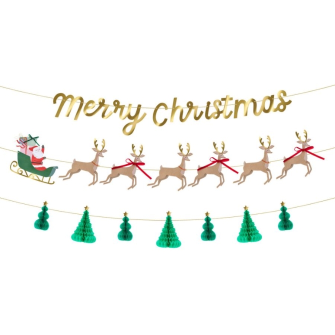 Guirlande Pre Nol,  Traneau et Rennes 