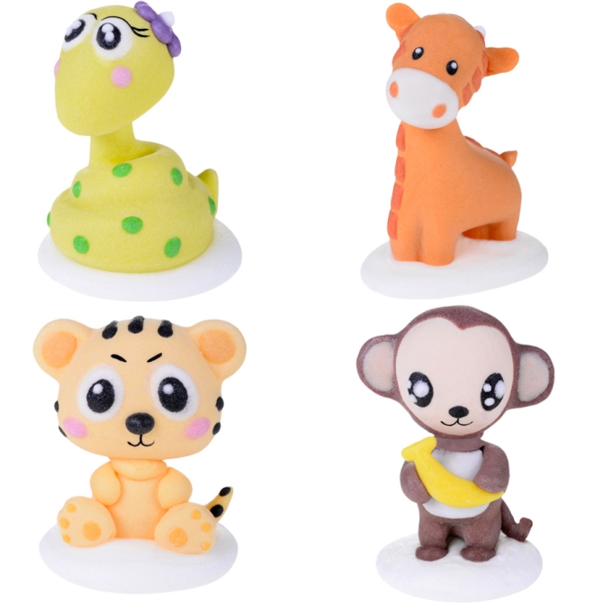 4 Figurines Baby Animaux de la Jungle en Sucre 