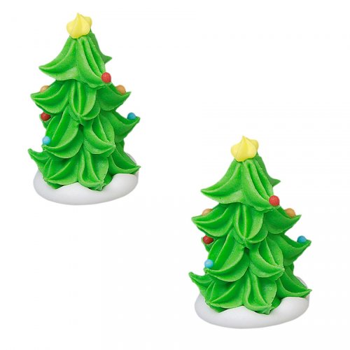 2 Mini Sapins de Noël 3D (4 cm) - Sucre 