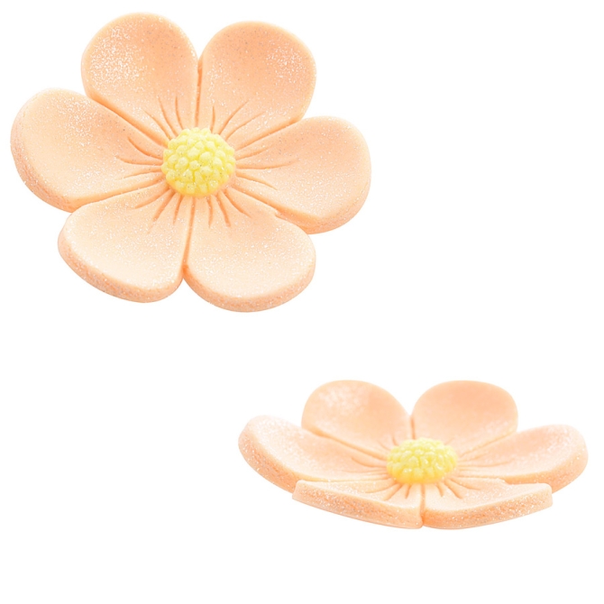 2 Fleurs Anmones (3, 4 cm et 2, 2 cm) - Orange saumon 