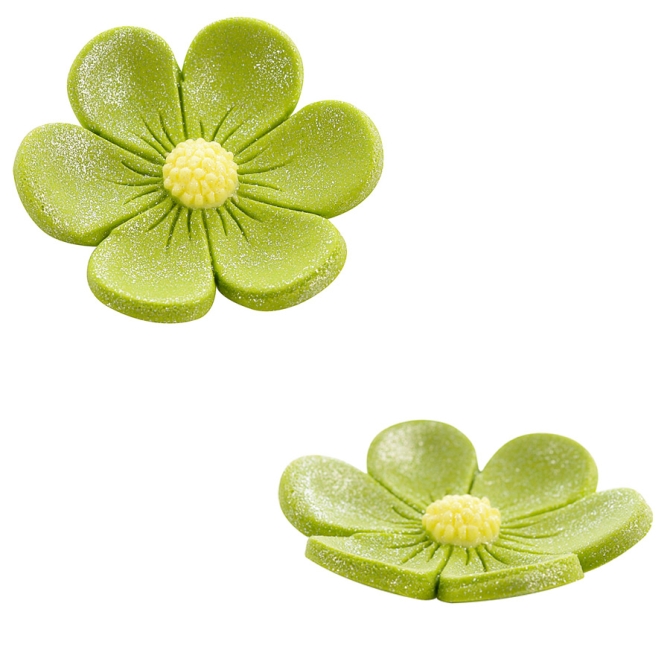 2 Fleurs Anmones (3, 4 cm et 2, 2 cm) - Vert kaki 