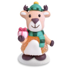 2 Joyeux Rennes 3D (5,5 cm) - Sucre