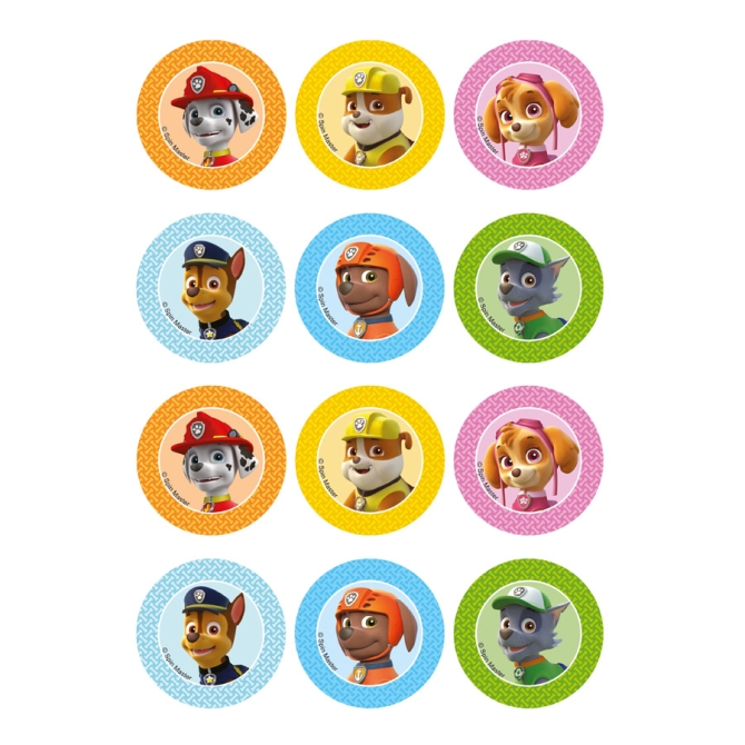 12 Stickers  Biscuits Pat Patrouille (5, 5 cm) - Sucre 