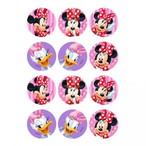 12 Stickers à Biscuits Minnie et Daisy (5,5 cm) - Sucre 