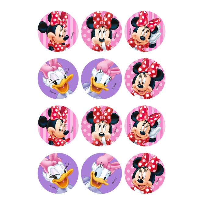 12 Stickers  Biscuits Minnie et Daisy (5, 5 cm) - Sucre 