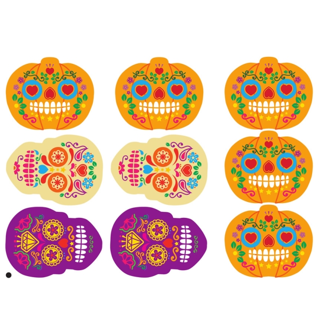 9 Stickers  Biscuits Halloween Calavera - Sucre 