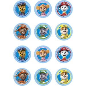 12 Stickers  Biscuits Pat Patrouille (5,5 cm) - Sucre
