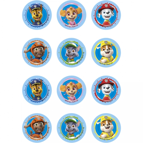 12 Stickers à Biscuits Pat Patrouille (5,5 cm) - Sucre 