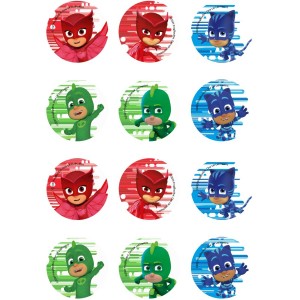 12 Stickers  Biscuits Pyjamasque (5,5 cm) - Sucre