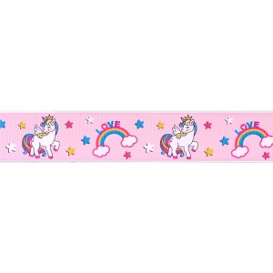 Ruban de Gteau Licorne Rose (4 cm - 1 m)